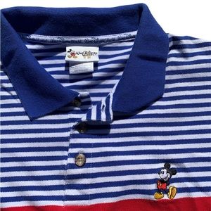 Walt Disney World Vintage 90’s Mickey Mouse Striped Blue White Polo Sz XX-Large
